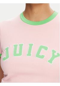Juicy Couture T-Shirt Collegiate Ringer JCWCT125320 Różowy Slim Fit. Kolor: różowy. Materiał: bawełna #5