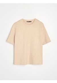 Sinsay - Melanżowa koszulka z domieszką wiskozy - beżowy. Kolor: beżowy. Materiał: wiskoza. Wzór: melanż #1