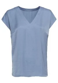 Bluzka satynowa bez rękawów bonprix matowy niebieski. Kolor: niebieski. Materiał: satyna. Długość rękawa: bez rękawów #1