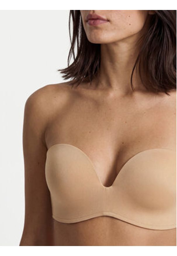 Wonderbra Biustonosz bardotka WB00032D Beżowy. Kolor: beżowy. Materiał: syntetyk