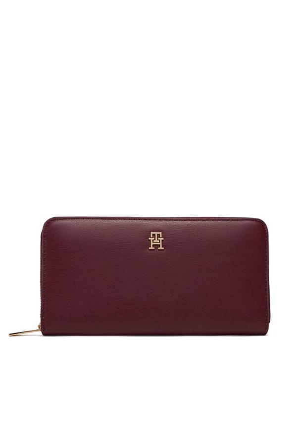 TOMMY HILFIGER - Tommy Hilfiger Duży Portfel Damski Th Icon Lrg Za AW0AW17744 Bordowy. Kolor: czerwony. Materiał: skóra