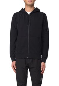 C.P. Company - C.P. COMPANY Czarna męska bluza Hooded Open. Kolor: czarny