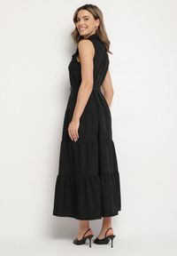 Born2be - Czarna Koszulowa Sukienka Ozdobiona Paskiem Mavorelle. Okazja: na co dzień. Kolor: czarny. Wzór: aplikacja. Typ sukienki: koszulowe. Styl: casual, elegancki #7
