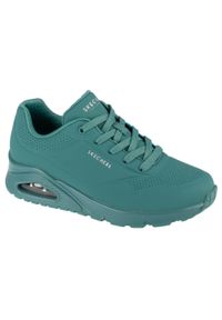 skechers - Buty do chodzenia damskie Skechers Teal Uno Stand On Air. Zapięcie: sznurówki. Kolor: niebieski. Materiał: syntetyk, materiał. Szerokość cholewki: normalna. Sport: turystyka piesza