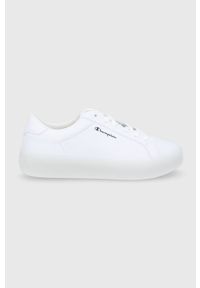 Champion Buty kolor biały na płaskiej podeszwie. Nosek buta: okrągły. Zapięcie: sznurówki. Kolor: biały. Materiał: guma. Obcas: na płaskiej podeszwie #1