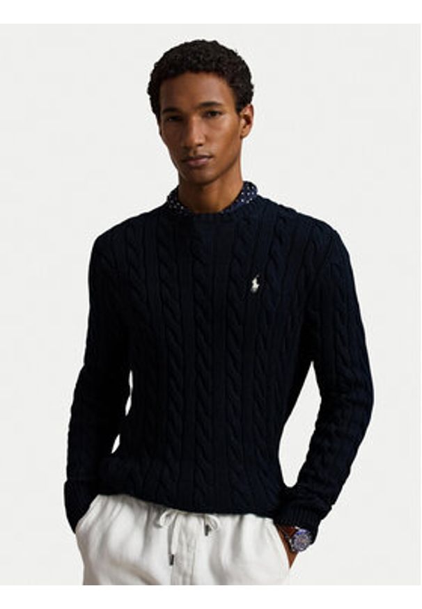 Polo Ralph Lauren Sweter 710775885555 Granatowy Regular Fit. Typ kołnierza: polo. Kolor: niebieski. Materiał: bawełna