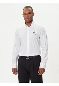 Karl Lagerfeld - KARL LAGERFELD Koszula 605911 554671 Biały Slim Fit. Typ kołnierza: dekolt w karo. Kolor: biały. Materiał: bawełna #1