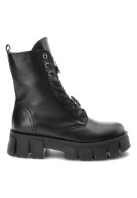 Czarne Botki CheBello Modne Skórzane Buty Damskie. Okazja: na spotkanie biznesowe. Kolor: czarny. Materiał: skóra. Sezon: wiosna, jesień. Styl: klasyczny, elegancki, biznesowy #7