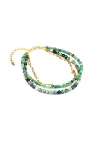 Brazi Druse Jewelry - Bransoletka Szmaragd z Łańcuszkiem. Materiał: pozłacane, srebrne. Kamień szlachetny: szmaragd #1