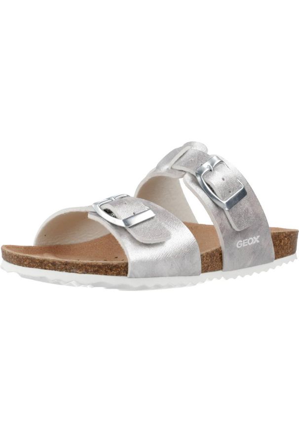 Geox - Sandały GEOX J ADRIEL GIRL Srebrny. Kolor: szary. Materiał: syntetyk, tkanina