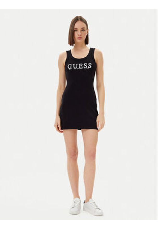 Guess Sukienka codzienna V5GK06 K8RT2 Czarny Slim Fit. Okazja: na co dzień. Kolor: czarny. Materiał: wiskoza. Typ sukienki: proste. Styl: casual