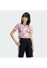 Adidas - Koszulka Train Essentials Seasonal Printed Cropped Training Kids. Kolor: różowy. Materiał: materiał. Wzór: kolorowy