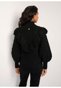 Ochnik - Czarny sweter z półgolfem damski. Kolor: czarny. Materiał: materiał. Wzór: ze splotem #4