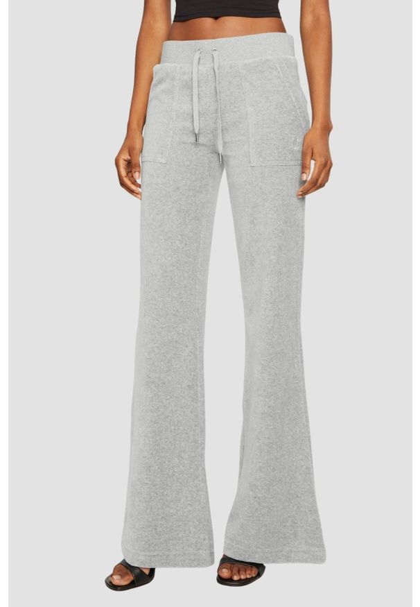 Juicy Couture - JUICY COUTURE Szare spodnie dresowe damskie Layla Low Rise, Rozmiar XS. Stan: obniżony. Kolor: szary. Materiał: dresówka