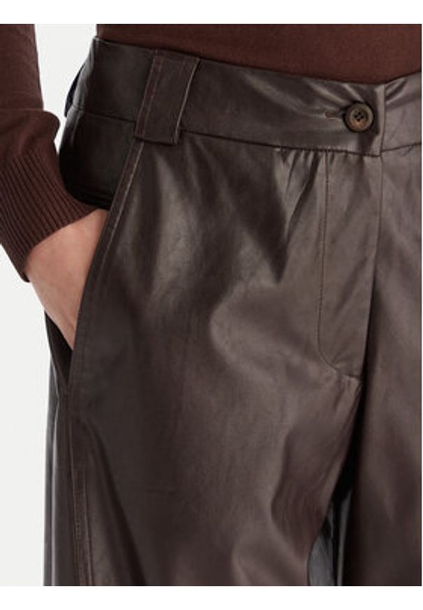 ACCESS FASHION Spodnie z imitacji skóry 54-5132-188 Brązowy Regular Fit. Kolor: brązowy. Materiał: skóra