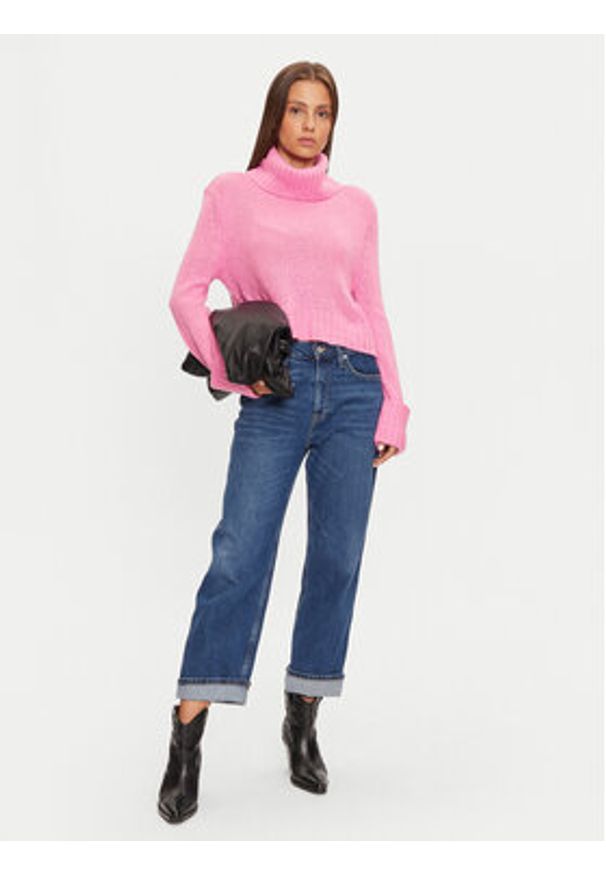 Brave Soul Golf LK-248CAPITSOPK Różowy Loose Fit. Typ kołnierza: golf. Kolor: różowy. Materiał: syntetyk