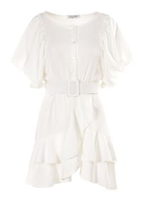 Born2be - Biała Sukienka Zelinoe. Kolor: biały. Materiał: materiał. Typ sukienki: koszulowe. Długość: mini #6