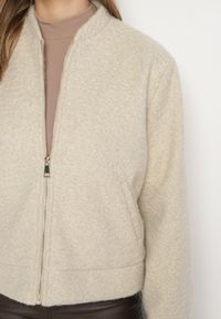 Born2be - Beżowa Kurtka Ocieplana z Suwakiem Nerelivia. Kolor: beżowy. Materiał: jeans. Wzór: aplikacja. Styl: elegancki #5
