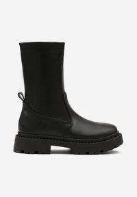 Born2be - Czarne Botki Vices z Dopasowaną Cholewką w Stylu Grunge Xillie. Okazja: na co dzień, na spacer. Kolor: czarny. Materiał: jeans, skóra. Szerokość cholewki: normalna. Styl: casual, elegancki #5