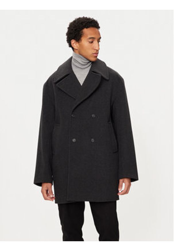 Michael Kors Płaszcz wełniany CF42083BQA Szary Oversize. Kolor: szary. Materiał: syntetyk