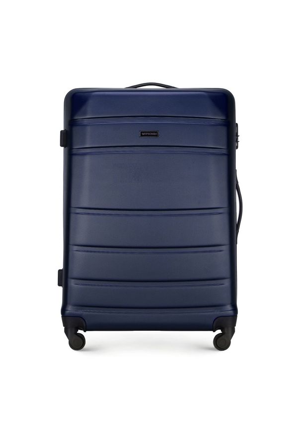 Wittchen - Duża walizka z ABS-u żłobiona granatowa. Kolor: niebieski. Materiał: guma. Styl: klasyczny