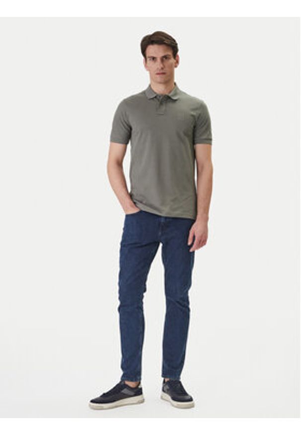 BOSS Polo Passenger 50507803 Szary Slim Fit. Typ kołnierza: polo. Kolor: szary. Materiał: bawełna