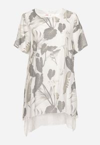 Born2be - Jasnoszara Sukienka w Kwiaty z Bawełnianą Podszewką Mailionis. Okazja: na co dzień. Kolor: szary. Materiał: bawełna. Wzór: kwiaty. Sezon: lato. Styl: casual, elegancki #6