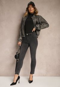 Renee - Czarne Jeansy o Kroju Skinny z Bawełną Ivelila. Okazja: na co dzień. Stan: podwyższony. Kolor: czarny. Styl: casual, elegancki #4