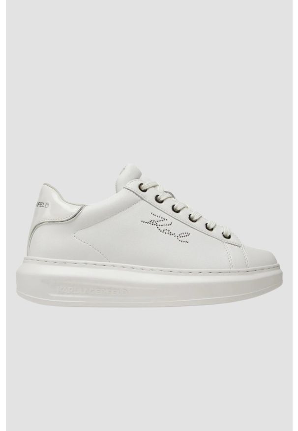 Karl Lagerfeld - KARL LAGERFELD Białe sneakersy damskie KAPRI Rhinestone Karl Trim, Rozmiar 39. Okazja: na co dzień. Kolor: biały. Wzór: aplikacja