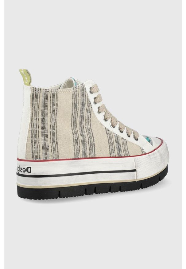 Desigual trampki damskie kolor beżowy. Nosek buta: okrągły. Kolor: beżowy. Materiał: guma. Obcas: na platformie