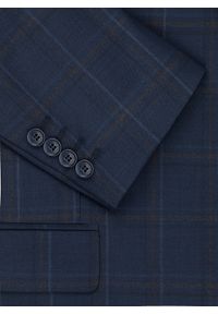 Pako Lorente - PAKO LORENTE – Granatowa marynarka garniturowa w kraciasty deseń. Okazja: na komunię, na ślub cywilny, na wesele. Kolor: niebieski. Materiał: poliester, wełna, lycra #3