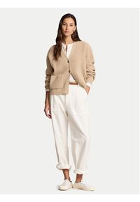 Polo Ralph Lauren Kardigan 211944515001 Beżowy Relaxed Fit. Typ kołnierza: polo. Kolor: beżowy. Materiał: wełna