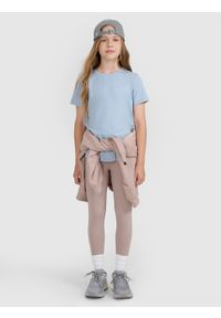 4f - 4F T-shirt oversize gładki dziewczęcy - niebieski 140 (9-10 lat). Okazja: na co dzień. Kolor: niebieski. Materiał: dzianina, jersey, bawełna. Długość rękawa: krótki rękaw. Długość: krótkie. Wzór: gładki. Sezon: lato. Styl: casual, klasyczny, sportowy #2