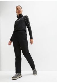 bonprix - Termiczne spodnie z podszewką z polaru i wygodnym paskiem, hydrofobowe. Kolor: czarny. Materiał: polar #2