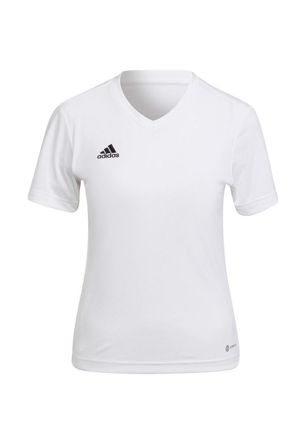 Koszulka piłkarska damska Adidas Entrada 22 Jersey. Kolor: biały. Materiał: jersey. Sport: piłka nożna, turystyka piesza