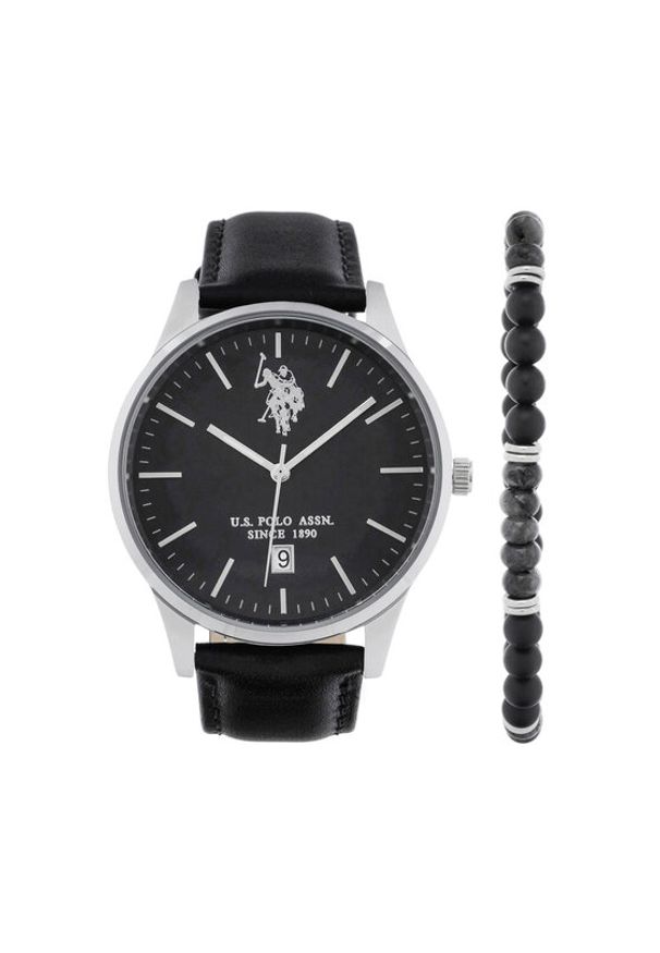 U.S. Polo Assn. Zestaw zegarek i bransoletka Owen USP6175TW Czarny. Kolor: czarny