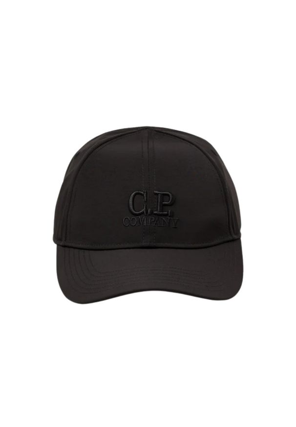 C.P. Company - C.P. COMPANY Czarna atlasowa czapka z daszkiem. Kolor: czarny