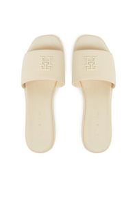 TOMMY HILFIGER - Tommy Hilfiger Klapki Th Logo Hardware Leather Mule FW0FW08806 Écru. Materiał: skóra