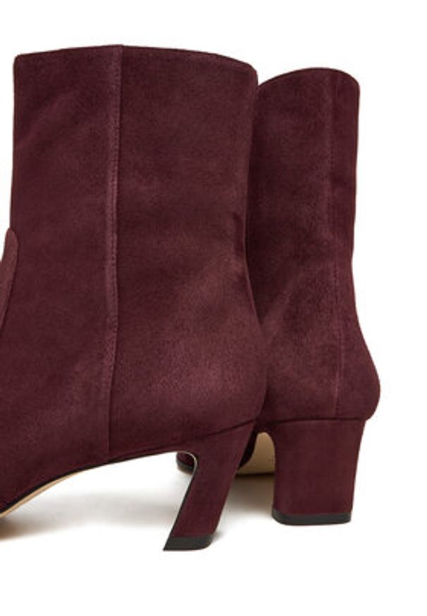 Stuart Weitzman Botki Stassi SM498 Bordowy. Kolor: czerwony. Materiał: zamsz, skóra