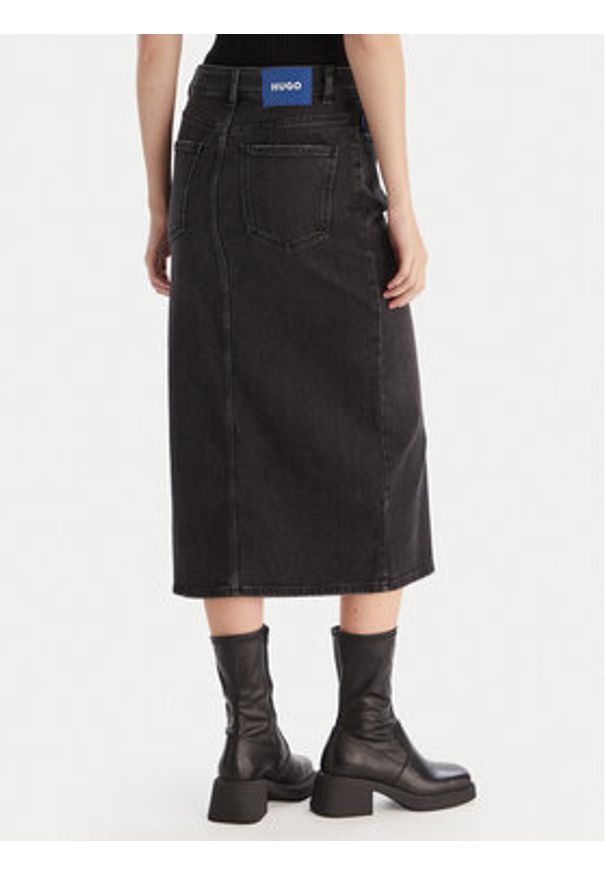 Hugo - HUGO Spódnica jeansowa Goja_B 50546327 Czarny Regular Fit. Kolor: czarny. Materiał: bawełna