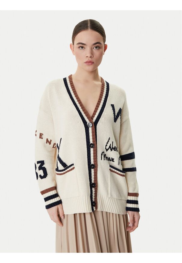 Weekend Max Mara Kardigan Blasone 2615341061 Beżowy Relaxed Fit. Kolor: beżowy. Materiał: bawełna