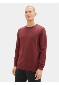 Tom Tailor Sweter 1027661 Bordowy Regular Fit. Kolor: czerwony. Materiał: bawełna #1