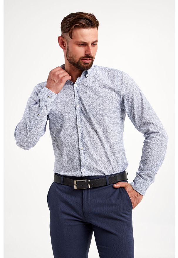 JOOP! Jeans - Koszula JOOP! JEANS. Materiał: jeans. Długość rękawa: długi rękaw. Długość: długie. Wzór: nadruk, kwiaty. Styl: klasyczny