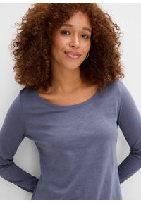 bonprix - Bawełniana bluzka z długim rękawem. Kolor: niebieski. Materiał: bawełna. Długość rękawa: długi rękaw. Długość: długie #3