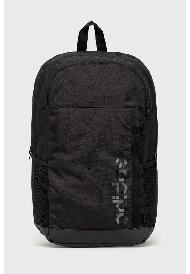 Adidas - adidas plecak kolor czarny duży z nadrukiem. Kolor: czarny. Materiał: materiał. Wzór: nadruk