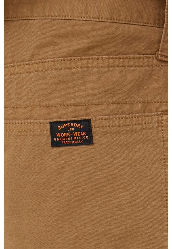 Superdry spodnie bawełniane męskie kolor brązowy proste. Kolor: brązowy. Materiał: bawełna