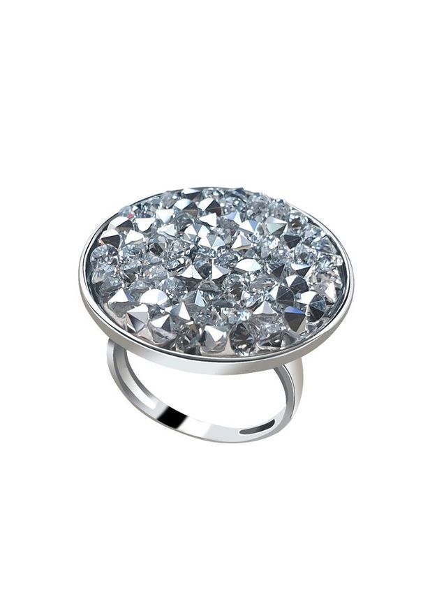 Polcarat Design - Srebrny pierścionek z kryształem Swarovski PK 2001. Materiał: srebrne. Kolor: srebrny. Wzór: aplikacja. Kamień szlachetny: kryształ