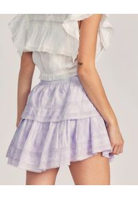 LOVE SHACK FANCY - Fioletowa mini spódnica Ruffle. Kolor: różowy, wielokolorowy, fioletowy. Materiał: koronka, bawełna. Wzór: koronka