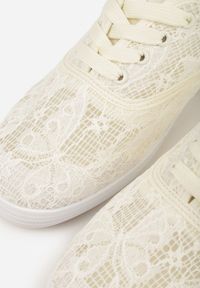 Renee - Beżowe Koronkowe Tenisówki Taralita. Kolor: beżowy. Materiał: koronka. Wzór: koronka. Styl: boho #8