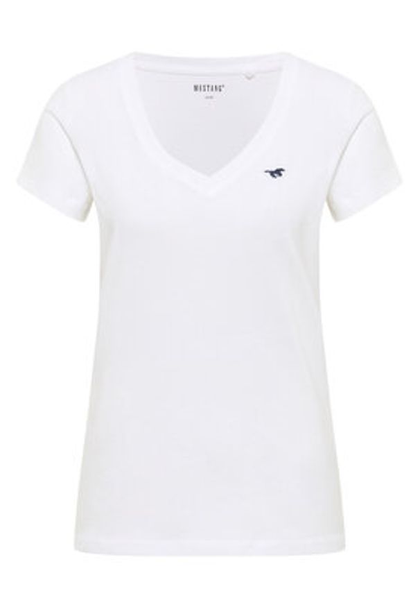 Mustang T-Shirt Beverly 1016517 Biały Slim Fit. Kolor: biały. Materiał: bawełna